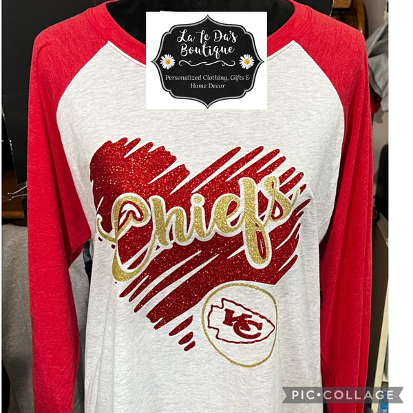 Chiefs Glitter Baseball T-Shirt