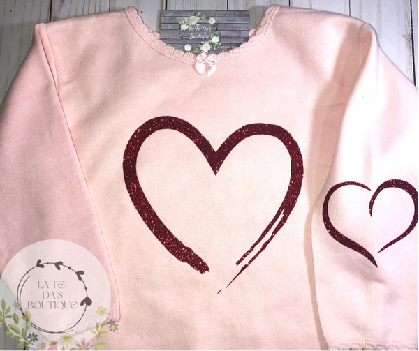 Toddler Girls Glitter Heart Sweatshirt