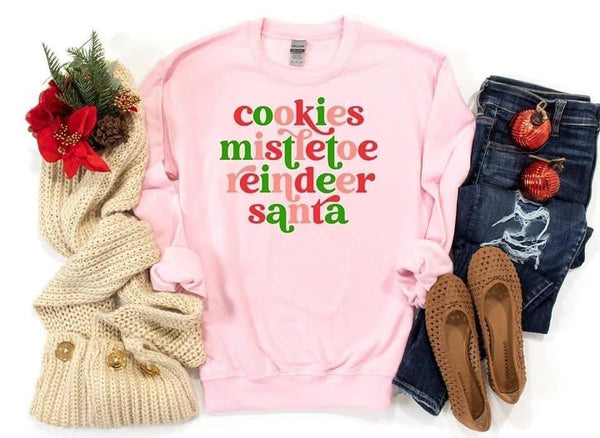 Cookies, Mistletoe, Reindeer, Santa Christmas Sweatshirt