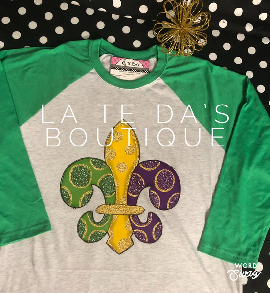 Mardis Gras Fleur De Lis Baseball T